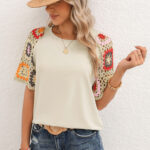 Spring Hot Sale New Casual Versatile Pullover Crocheted Short Sleeve Crew Neck T-Shirt Women